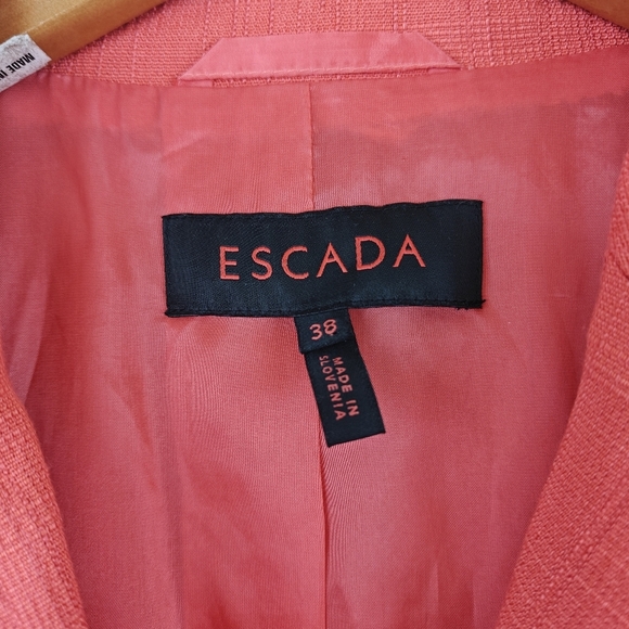 ESCADA Button Up Suit Blazer Jacket In Coral, Gold Buttons, Logo Size 38 Medium - Picture 10 of 16